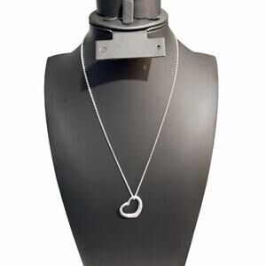 Tiffany & Co Elsa Peretti Open Heart Sterling Silver Pendant Necklace 16 Inches